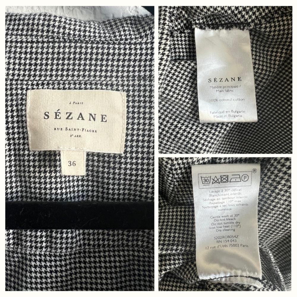 Sezane Aurora Dress Pied De Poule (Houndstooth) - Size 36 - Picture 5 of 8